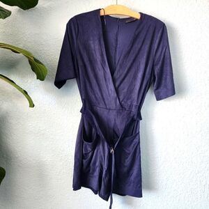 Zara front pockets belted romper